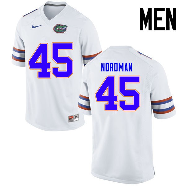Florida Gators Men #45 Charles Nordman College Football Jerseys White